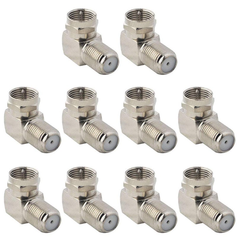 onelinkmore Coaxial Cable Right Angle Connector F Type Female to Male Adapter Coax Connector F Male to F81 Female Extender F Pin RG6 Adapter for Wall Plates Coax 90 Degree Pack of 10 - Image 2